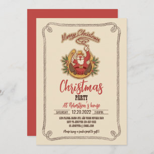 Invitación Cowboy Santa Claus