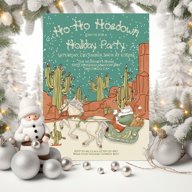 Invitación Cowboy Santa Holiday Hoedown Navidad Fiesta (Subido por el creador)