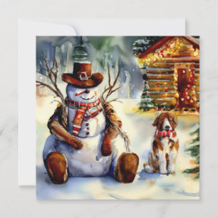 Invitación Cowboy Snowman Navidades Fiesta