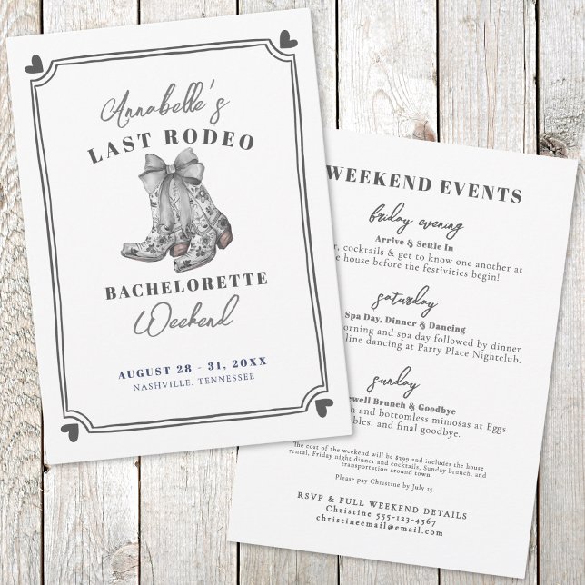 Invitación Cowboy Última fiesta de Bachelorette Rodeo (Cowboy Last Rodeo Bachelorette Party Invitation)