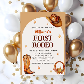 Invitación Cowboy West First Rodeo Blue Birday
