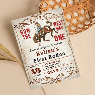 Invitación Cowboy West First Rodeo Wild West Birthday