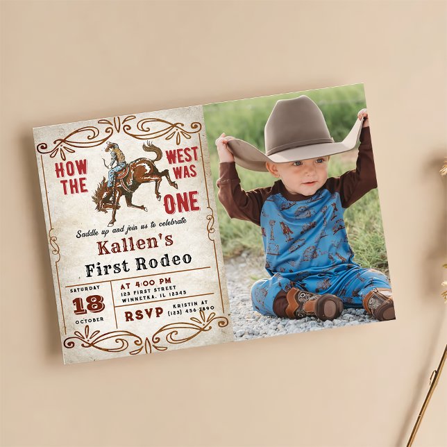 Invitación Cowboy West First Rodeo Wild West Birthday (Subido por el creador)