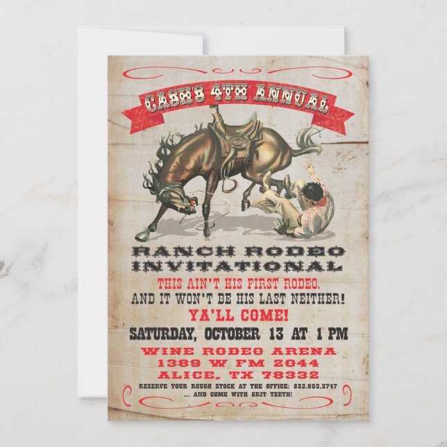 Invitación Cowboy Western Birday Party for Marion (Anverso)