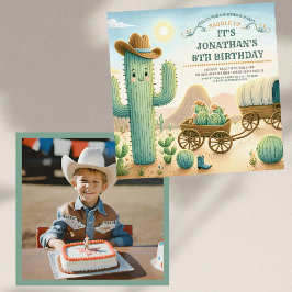 Invitación Cowboy Western Cactus Birthday Party