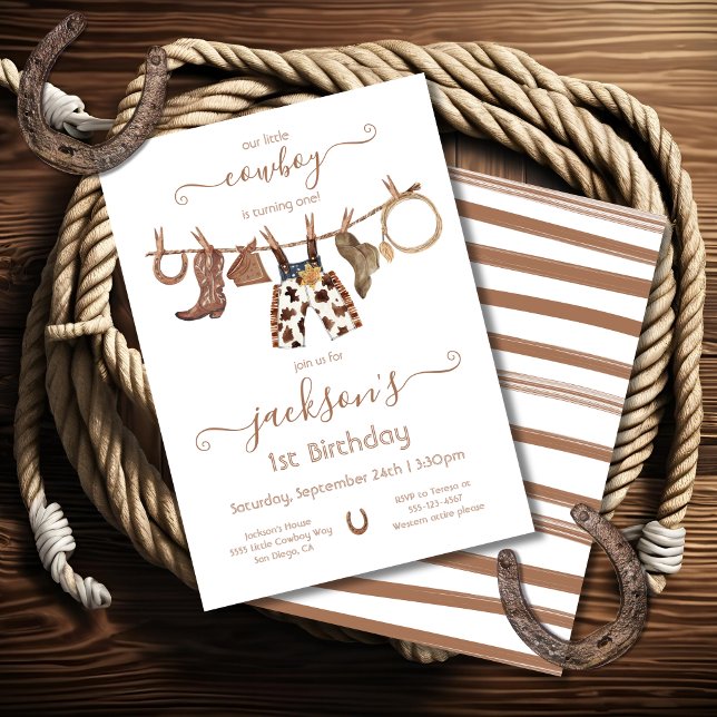 Invitación Cowboy Western Chaps Clothesline Birday Party (Subido por el creador)