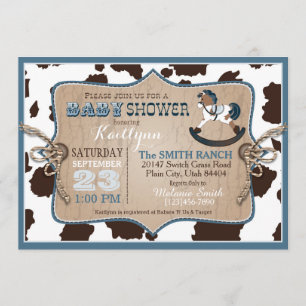 Invitación Cowboy Western Rocking Horse Baby Shower