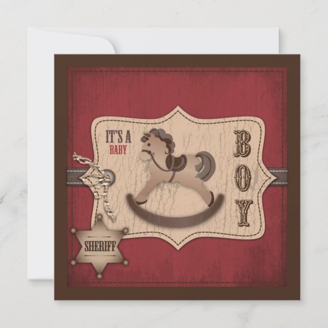 Invitación Cowboy Western Rocking Horse Baby Shower (Anverso)