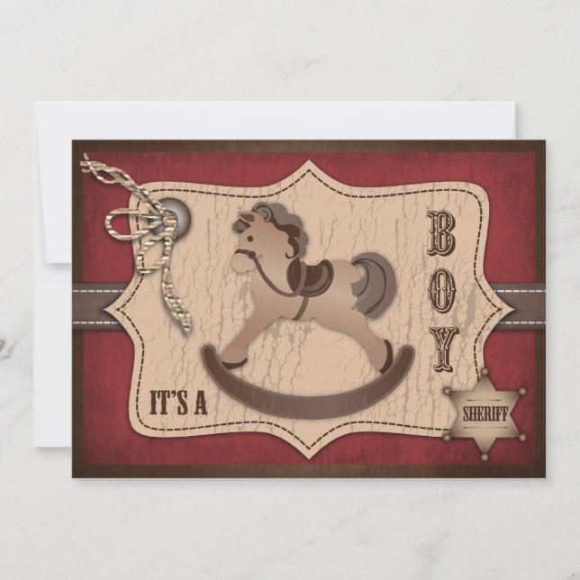 Invitación Cowboy Western Rocking Horse Baby Shower (Anverso)