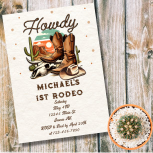 Invitación Cowboy Western Rodeo Birthday Kids