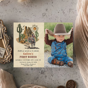 Invitación Cowboy Western Rodeo Wild West Photo Birday