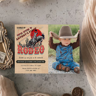 Invitación Cowboy Western Rodeo Wild West Photo Birday