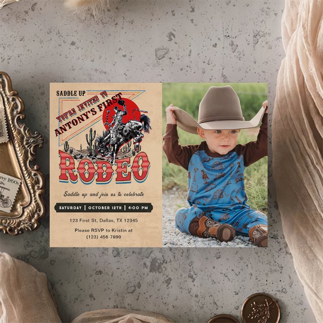 Invitación Cowboy Western Rodeo Wild West Photo Birday (Subido por el creador)