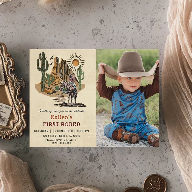 Invitación Cowboy Western Rodeo Wild West Photo Birday (Subido por el creador)