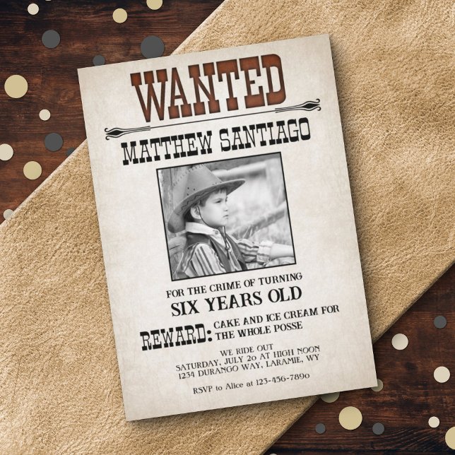 Invitación Cowboy Western Wanted Birday (Subido por el creador)