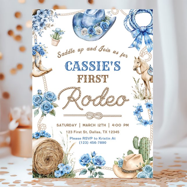 Invitación Cowboy Wild West 1st Rodeo Ranch Birthday Party (Subido por el creador)