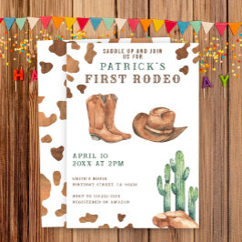 Invitación Cowboy Wild West Primera fiesta de cumpleaños de R