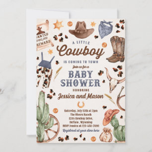 Invitación Cowboy Wild West Rodeo Ranch Boy Baby Shower