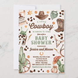 Invitación Cowboy Wild West Rodeo Ranch Boy Baby Shower