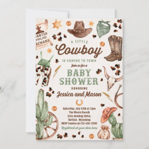 Invitación Cowboy Wild West Rodeo Ranch Boy Baby Shower