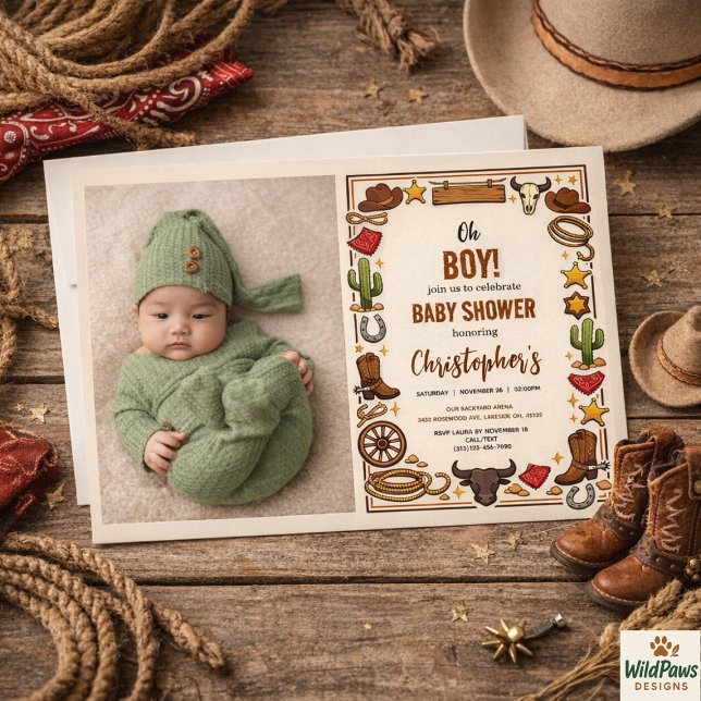 Invitación Cowboy Wild West Rodeo Ranch | Rustic Western Baby (Cowboy Wild West Rodeo Ranch | Rustic Western Baby Invitation
)
