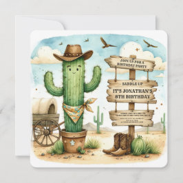 Invitación Cowboy Wild Western Cactus Birthday Party