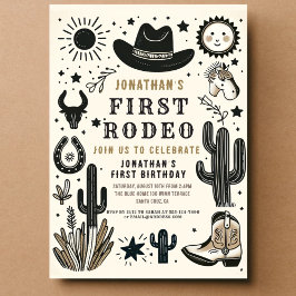 Invitación Cowboy Wild Western First Rodeo Primer cumpleaños 
