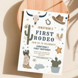 Invitación Cowboy Wild Western First Rodeo Primer cumpleaños