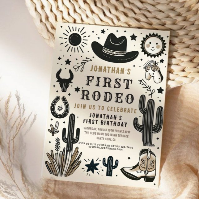 Invitación Cowboy Wild Western First Rodeo Primer cumpleaños  (Subido por el creador)