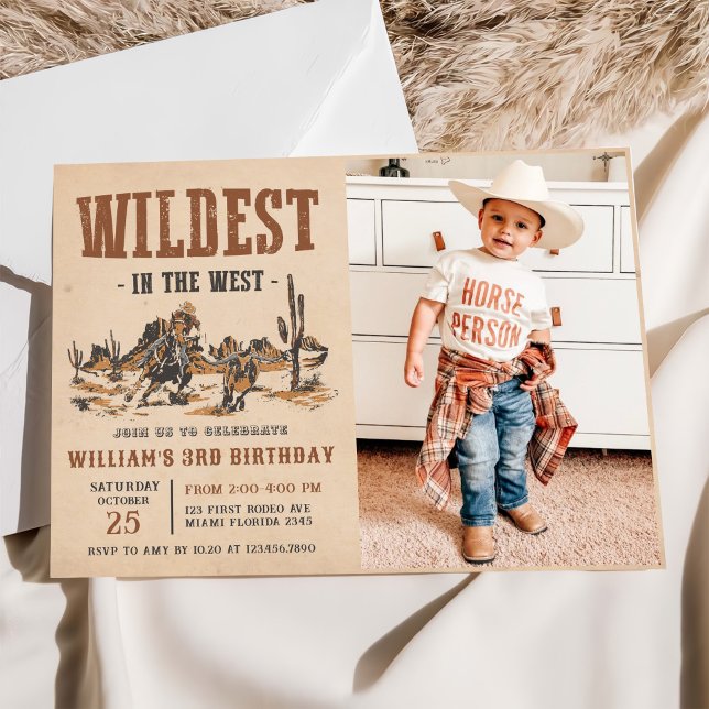 Invitación Cowboy Wildest En Occidente Foto De Tercer Cumplea (Subido por el creador)