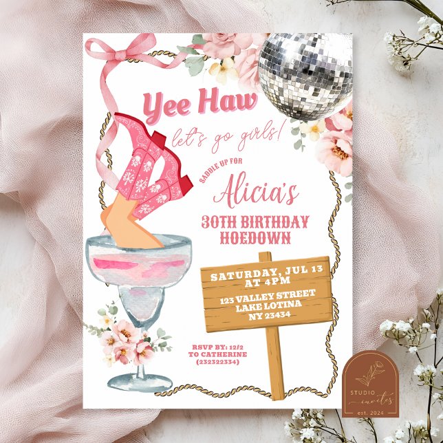 Invitación Cowgirl Adult Birthday Hoedown Invitation (Subido por el creador)