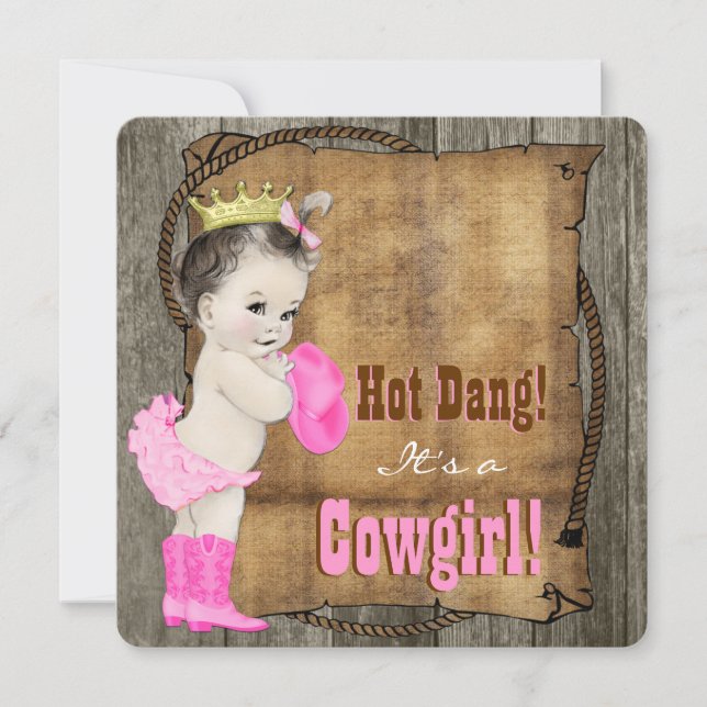 Invitación Cowgirl Baby Shower (Anverso)