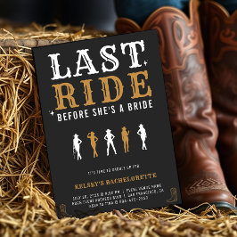 Invitación Cowgirl Bachelorette Party Last Ride Brown & Black