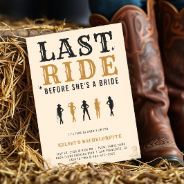 Invitación Cowgirl Bachelorette Party Last Ride Tan Brown