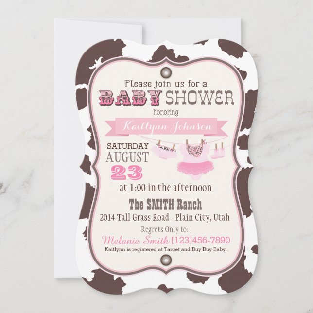 Invitación Cowgirl Bandanna Tutu Baby Shower (Anverso)