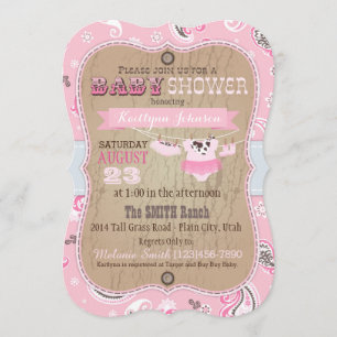 Invitación Cowgirl Bandanna Tutu Baby Shower