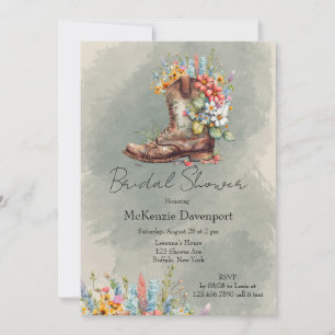 Invitación Cowgirl Boots Bluebonnets Daisy Bridal Shower