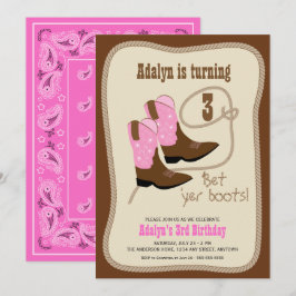 Invitación Cowgirl Boots | Fiesta de cumpleaños occidental de
