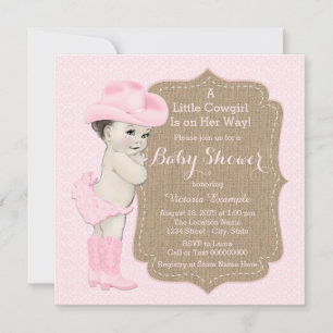 Invitación Cowgirl Burlap Baby Shower