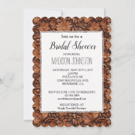 Invitación Cowgirl de crema floral de occidente marrón