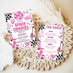 Invitación Cowgirl Disco Bachelorette Weekend Itinerary