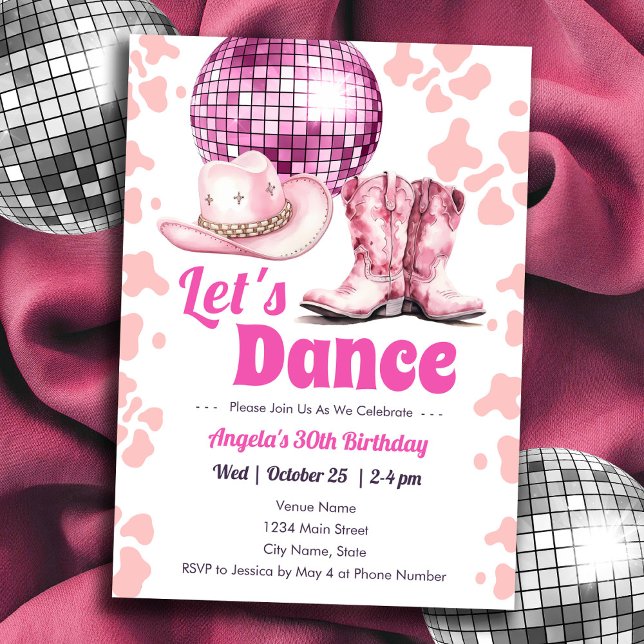 Invitación Cowgirl Disco Dance Fiesta Adulto Cumpleaños (Subido por el creador)