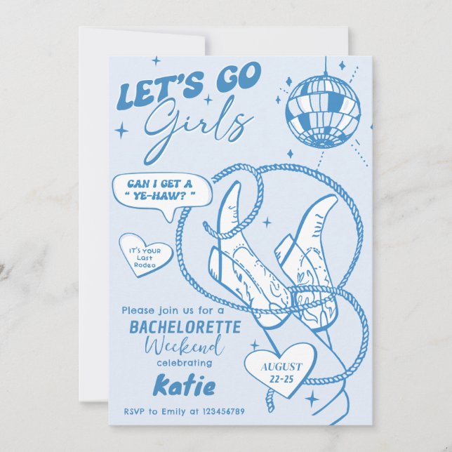 Invitación Cowgirl Disco Rodeo Bachelorette Weekend (Anverso)