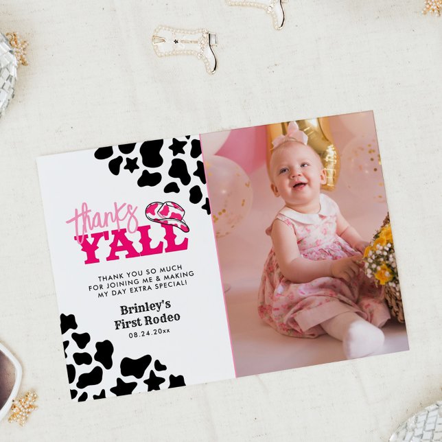 Invitación Cowgirl Disco Rosa Primer Rodeo Gracias A Todos (Subido por el creador)