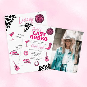Invitación Cowgirl Disco Último Rodeo Fin de semana de desped
