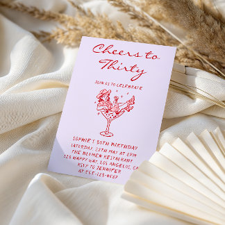 Invitación Cowgirl Martini Cheers to Thirty 30th Birthday