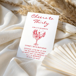 Invitación Cowgirl Martini Cheers to Thirty 30th Birthday