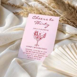Invitación Cowgirl Martini Cheers to Thirty 30th Birthday