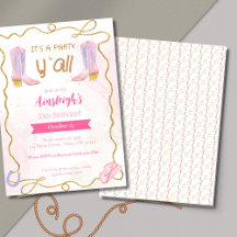 Cowgirl Pink bota fiesta de cumpleaños occidental