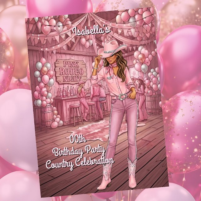 Invitación Cowgirl Pink Country Ranch Bar Birthday Party (Subido por el creador)